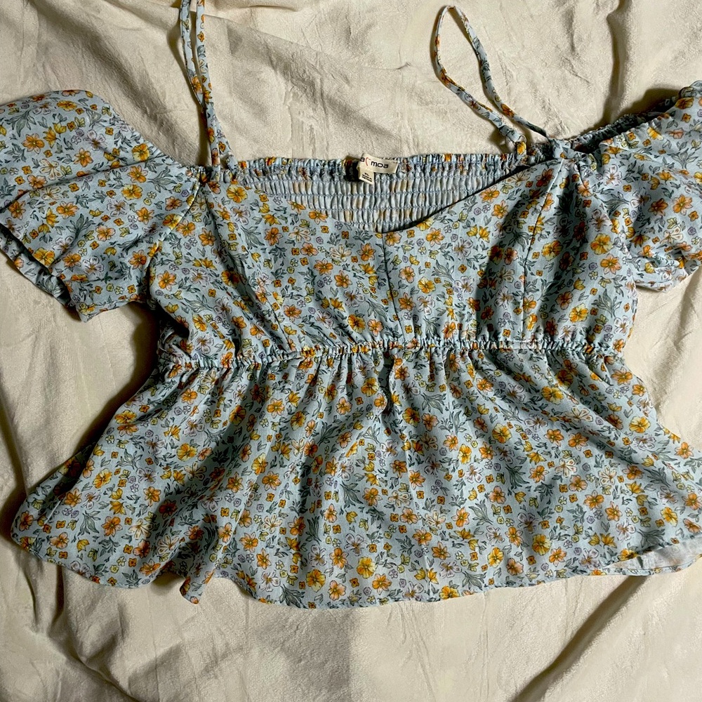 DRYGOODS crop off shoulder top